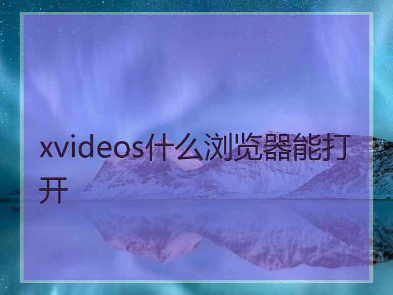 xvideos什么浏览器能打开